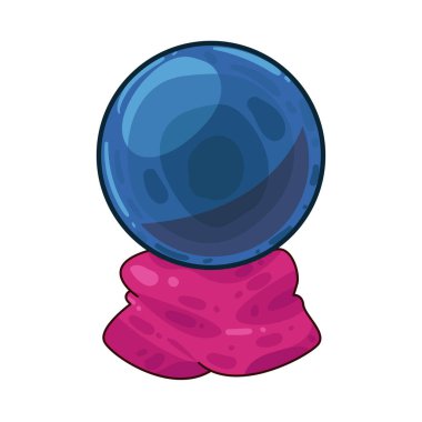 Süslü bir ahşap veya pirinç tezgahın üzerine mükemmel yuvarlak, berrak bir kristal küre. Top ortam ışığını yakalar, ince yansımalar yaratır ve içinde parlar. Kristalin içinde, sisli ya da sihirli bir girdap, gizemli bir hava ekler..