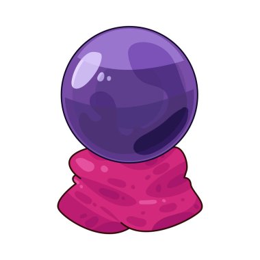 Süslü bir ahşap veya pirinç tezgahın üzerine mükemmel yuvarlak, berrak bir kristal küre. Top ortam ışığını yakalar, ince yansımalar yaratır ve içinde parlar. Kristalin içinde, sisli ya da sihirli bir girdap, gizemli bir hava ekler..