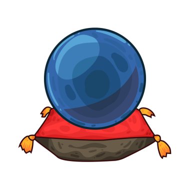 Süslü bir ahşap veya pirinç tezgahın üzerine mükemmel yuvarlak, berrak bir kristal küre. Top ortam ışığını yakalar, ince yansımalar yaratır ve içinde parlar. Kristalin içinde, sisli ya da sihirli bir girdap, gizemli bir hava ekler..