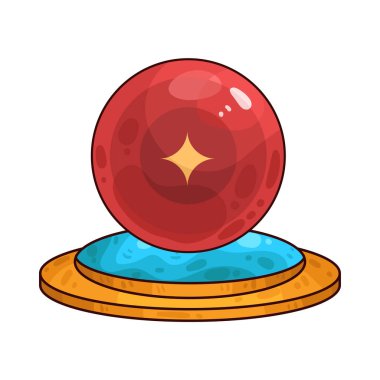 Süslü bir ahşap veya pirinç tezgahın üzerine mükemmel yuvarlak, berrak bir kristal küre. Top ortam ışığını yakalar, ince yansımalar yaratır ve içinde parlar. Kristalin içinde, sisli ya da sihirli bir girdap, gizemli bir hava ekler..