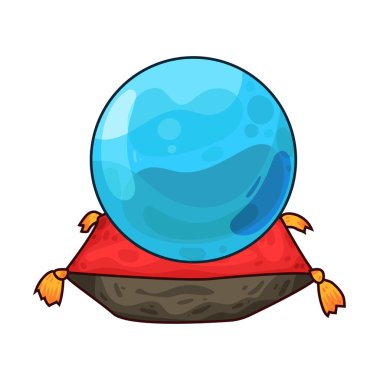 Süslü bir ahşap veya pirinç tezgahın üzerine mükemmel yuvarlak, berrak bir kristal küre. Top ortam ışığını yakalar, ince yansımalar yaratır ve içinde parlar. Kristalin içinde, sisli ya da sihirli bir girdap, gizemli bir hava ekler..