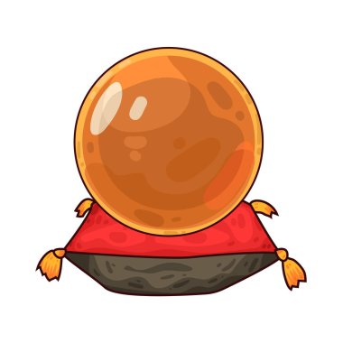 Süslü bir ahşap veya pirinç tezgahın üzerine mükemmel yuvarlak, berrak bir kristal küre. Top ortam ışığını yakalar, ince yansımalar yaratır ve içinde parlar. Kristalin içinde, sisli ya da sihirli bir girdap, gizemli bir hava ekler..