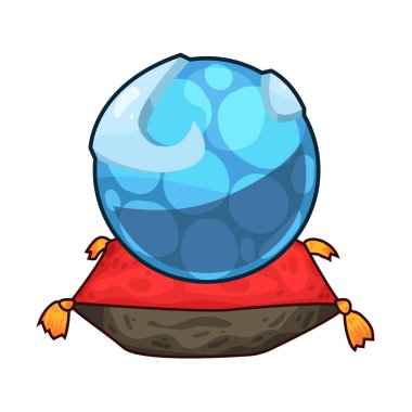 Süslü bir ahşap veya pirinç tezgahın üzerine mükemmel yuvarlak, berrak bir kristal küre. Top ortam ışığını yakalar, ince yansımalar yaratır ve içinde parlar. Kristalin içinde, sisli ya da sihirli bir girdap, gizemli bir hava ekler..