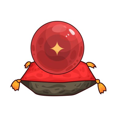 Süslü bir ahşap veya pirinç tezgahın üzerine mükemmel yuvarlak, berrak bir kristal küre. Top ortam ışığını yakalar, ince yansımalar yaratır ve içinde parlar. Kristalin içinde, sisli ya da sihirli bir girdap, gizemli bir hava ekler..