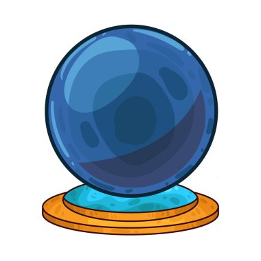 Süslü bir ahşap veya pirinç tezgahın üzerine mükemmel yuvarlak, berrak bir kristal küre. Top ortam ışığını yakalar, ince yansımalar yaratır ve içinde parlar. Kristalin içinde, sisli ya da sihirli bir girdap, gizemli bir hava ekler..