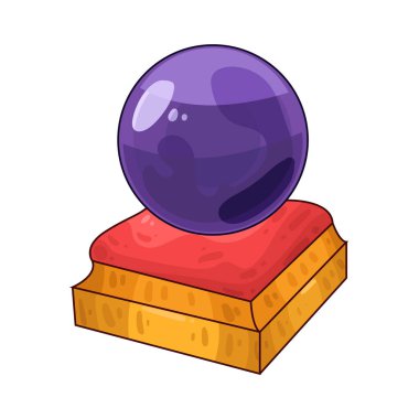 Süslü bir ahşap veya pirinç tezgahın üzerine mükemmel yuvarlak, berrak bir kristal küre. Top ortam ışığını yakalar, ince yansımalar yaratır ve içinde parlar. Kristalin içinde, sisli ya da sihirli bir girdap, gizemli bir hava ekler..