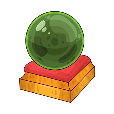 Süslü bir ahşap veya pirinç tezgahın üzerine mükemmel yuvarlak, berrak bir kristal küre. Top ortam ışığını yakalar, ince yansımalar yaratır ve içinde parlar. Kristalin içinde, sisli ya da sihirli bir girdap, gizemli bir hava ekler..