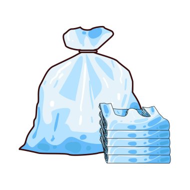 Plastik torba, genellikle marketlerde ya da perakende satış mağazalarında kullanılır. İki sapı ve kırışık bir dokusu var. Çoğunlukla şeffaf veya beyaz polietilen.. 