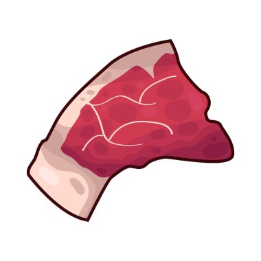 Taze kesilmiş, koyu kırmızı renkli ve beyaz yağ damarlarıyla kaplı çiğ et. Yüzey hafifçe parlıyor, tazeliğini ve kalitesini gösteriyor.. 