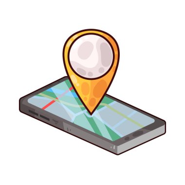 Çevrimiçi dijital harita arayüzü, basitleştirilmiş yollar, sokaklar ve simgelerin yerleşimini içeriyor. Kırmızı konum iğnesi, yön okları veya arama çubukları gibi belirgin simgeler navigasyon özelliklerini vurgular.