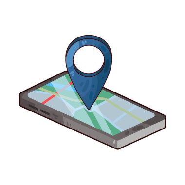 Çevrimiçi dijital harita arayüzü, basitleştirilmiş yollar, sokaklar ve simgelerin yerleşimini içeriyor. Kırmızı konum iğnesi, yön okları veya arama çubukları gibi belirgin simgeler navigasyon özelliklerini vurgular. 