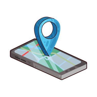 Çevrimiçi dijital harita arayüzü, basitleştirilmiş yollar, sokaklar ve simgelerin yerleşimini içeriyor. Kırmızı konum iğnesi, yön okları veya arama çubukları gibi belirgin simgeler navigasyon özelliklerini vurgular. 