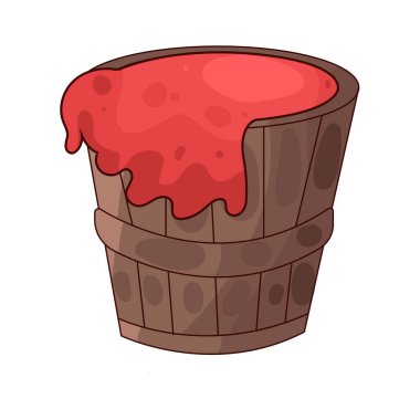 Sıvı boya dolu bir boya kovası. Genellikle kenarlardan damlayan boya ile tasvir edilir. Renkleri, dekorasyonu veya resim faaliyetlerini sembolize eder..