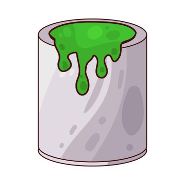 Sıvı boya dolu bir boya kovası. Genellikle kenarlardan damlayan boya ile tasvir edilir. Renkleri, dekorasyonu veya resim faaliyetlerini sembolize eder..