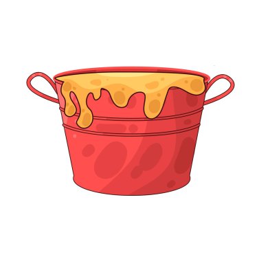 Sıvı boya dolu bir boya kovası. Genellikle kenarlardan damlayan boya ile tasvir edilir. Renkleri, dekorasyonu veya resim faaliyetlerini sembolize eder..