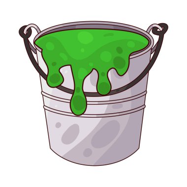 Sıvı boya dolu bir boya kovası. Genellikle kenarlardan damlayan boya ile tasvir edilir. Renkleri, dekorasyonu veya resim faaliyetlerini sembolize eder..