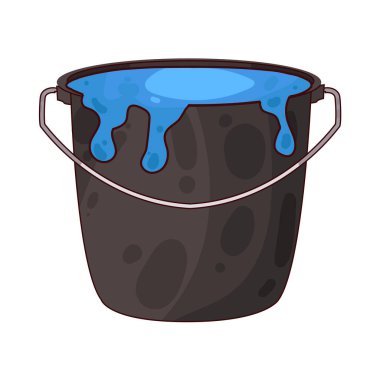 Sıvı boya dolu bir boya kovası. Genellikle kenarlardan damlayan boya ile tasvir edilir. Renkleri, dekorasyonu veya resim faaliyetlerini sembolize eder..