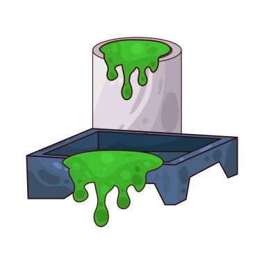 Boya tepsisinin yanına yerleştirilmiş bir boya kovası ev dekorasyonu ve dekorasyonunda kullanılan boya aletlerini temsil ediyor..