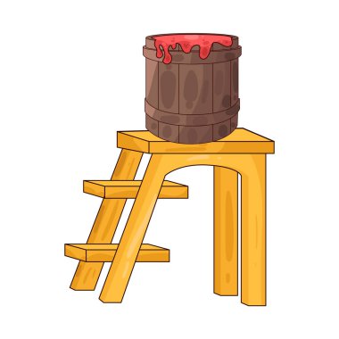 Üzerinde boya kovası olan bir merdiven boyama, yenileme veya ev dekorasyonu görevlerini sembolize eder..