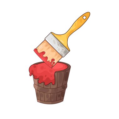 Boya kovasına batırılan bir boya fırçası boyama ya da dekorasyona hazırlanma sürecini temsil ediyor..