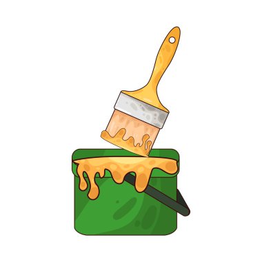 Boya kovasına batırılan bir boya fırçası boyama ya da dekorasyona hazırlanma sürecini temsil ediyor..