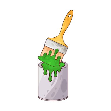 Boya kovasına batırılan bir boya fırçası boyama ya da dekorasyona hazırlanma sürecini temsil ediyor..