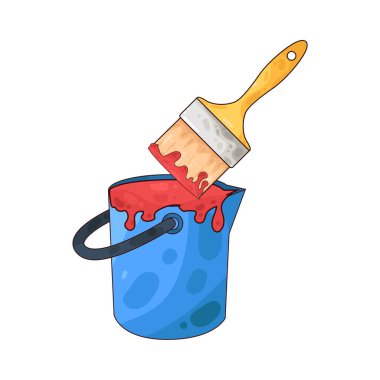 Boya kovasına batırılan bir boya fırçası boyama ya da dekorasyona hazırlanma sürecini temsil ediyor..