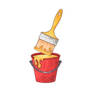 Boya kovasına batırılan bir boya fırçası boyama ya da dekorasyona hazırlanma sürecini temsil ediyor..