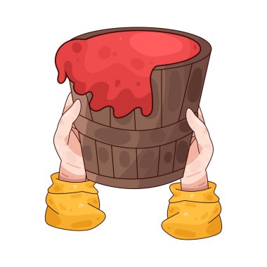 Boya kovasını tutan bir el, boyama işini, yenilemeyi ya da ev dekorasyonunu sembolize eder..