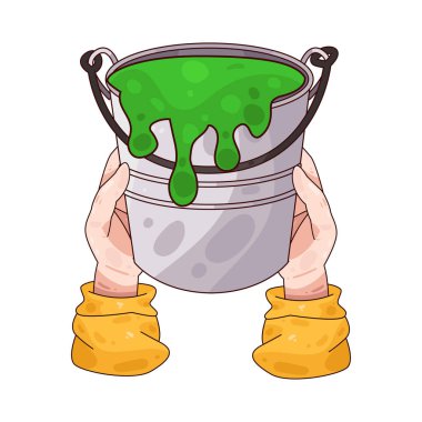 Boya kovasını tutan bir el, boyama işini, yenilemeyi ya da ev dekorasyonunu sembolize eder..