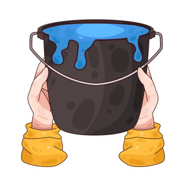 Boya kovasını tutan bir el, boyama işini, yenilemeyi ya da ev dekorasyonunu sembolize eder..