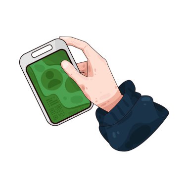 Kimlik kartı tutan, kimlik, güvenlik ve resmi doğrulamayı temsil eden bir el..