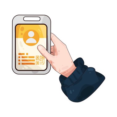 Kimlik kartı tutan, kimlik, güvenlik ve resmi doğrulamayı temsil eden bir el..