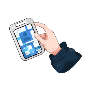 Kimlik kartı tutan, kimlik, güvenlik ve resmi doğrulamayı temsil eden bir el..