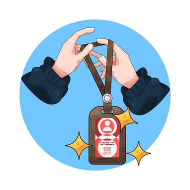 Kimlik kartı tutan, kimlik, güvenlik ve resmi doğrulamayı temsil eden bir el..