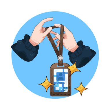 Kimlik kartı tutan, kimlik, güvenlik ve resmi doğrulamayı temsil eden bir el..