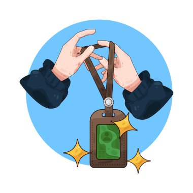 Kimlik kartı tutan, kimlik, güvenlik ve resmi doğrulamayı temsil eden bir el..