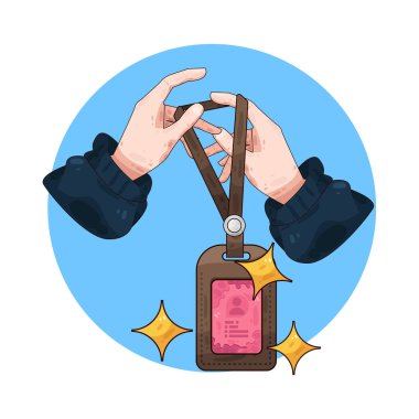 Kimlik kartı tutan, kimlik, güvenlik ve resmi doğrulamayı temsil eden bir el..