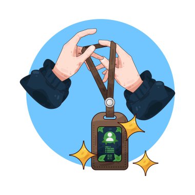 Kimlik kartı tutan, kimlik, güvenlik ve resmi doğrulamayı temsil eden bir el..