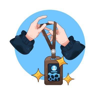 Kimlik kartı tutan, kimlik, güvenlik ve resmi doğrulamayı temsil eden bir el..