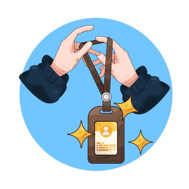 Kimlik kartı tutan, kimlik, güvenlik ve resmi doğrulamayı temsil eden bir el..