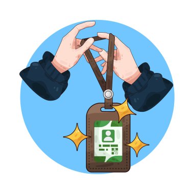 Kimlik kartı tutan, kimlik, güvenlik ve resmi doğrulamayı temsil eden bir el..