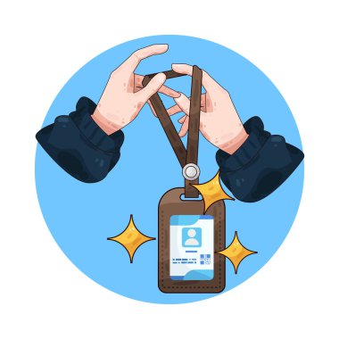 Kimlik kartı tutan, kimlik, güvenlik ve resmi doğrulamayı temsil eden bir el..