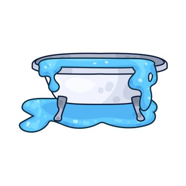 Bir küvet suyla doluyor, kenarlardan banyoya dökülüyor..