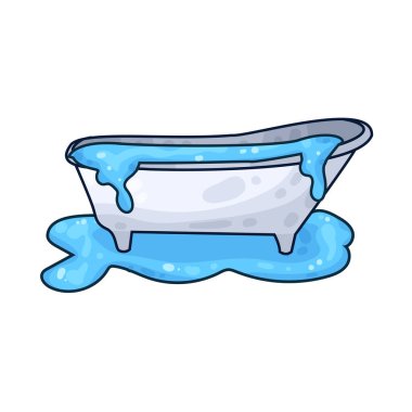 Bir küvet suyla doluyor, kenarlardan banyoya dökülüyor..