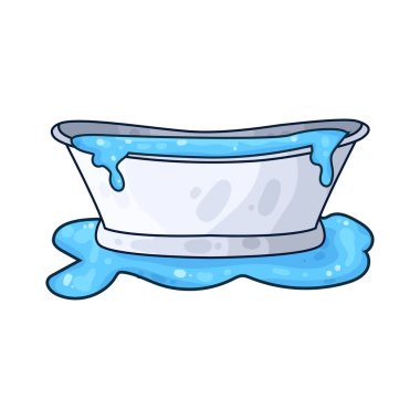 Bir küvet suyla doluyor, kenarlardan banyoya dökülüyor..