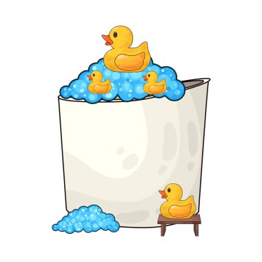 Su dolu bir küvet ve içinde yüzen sarı bir ördek..