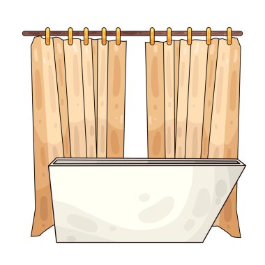  Etrafında duş perdesi olan bir küvet..