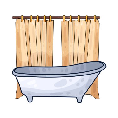  Etrafında duş perdesi olan bir küvet..