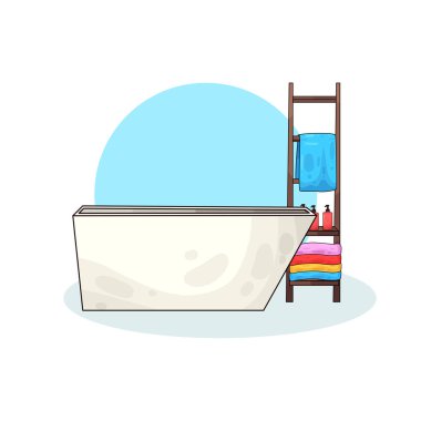 Banyo malzemeleriyle dolu bir deponun yanına yerleştirilmiş bir küvet..